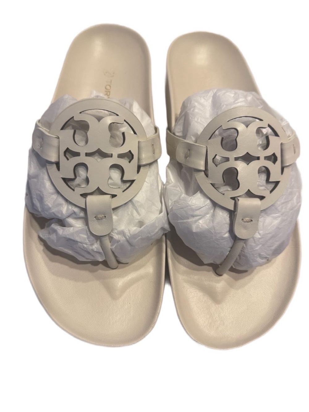 Tory Burch Miller Cloud New Ivory Calf Leather Sandals, Size 11